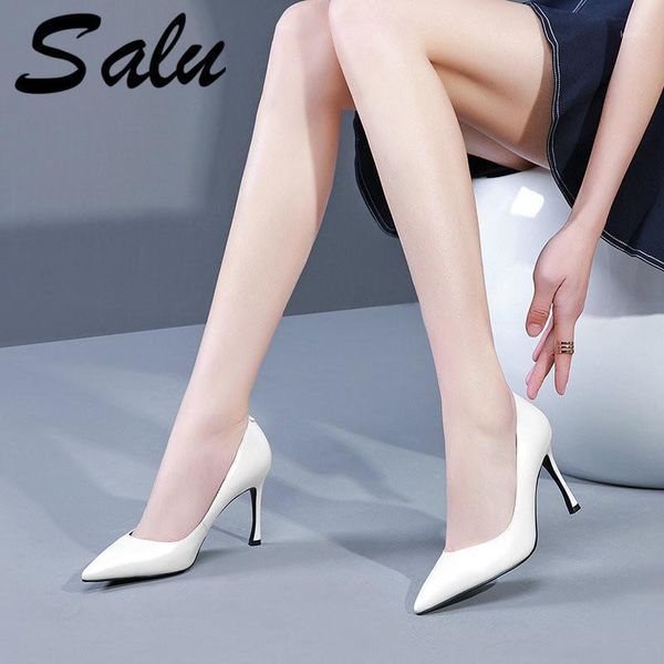 

salu high heels women pumps shoes pointed toe 8cm fashion comfortable female shoes party office1, Black
