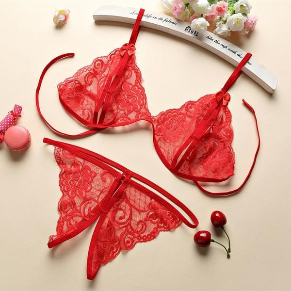 Reggiseno porno + mutandine di pizzo Plus Size Lingerie Hot Women Lingerie sexy Set con apertura sul cavallo Reggiseno erotico per il sesso Biancheria intima erotica1