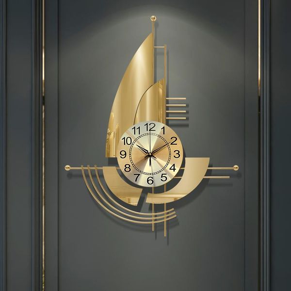 

wall clocks creative clock modern design home decor light luxury metal digital decorations living room ornament