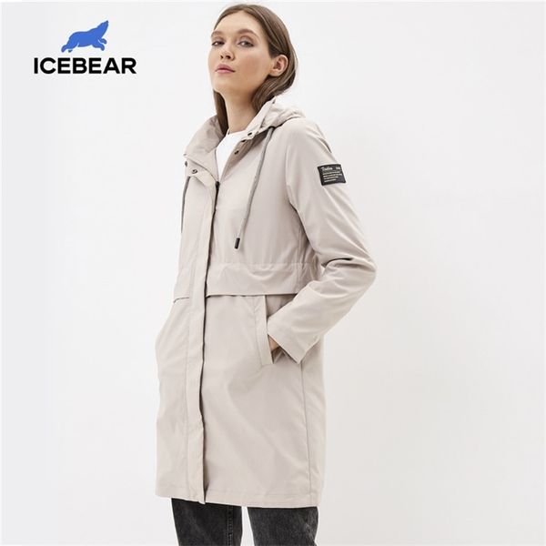 

icebear fashionable women's windbreaker high-quality women's trench coat with a hood women's spring clothing gwf20017i 201225, Tan;black