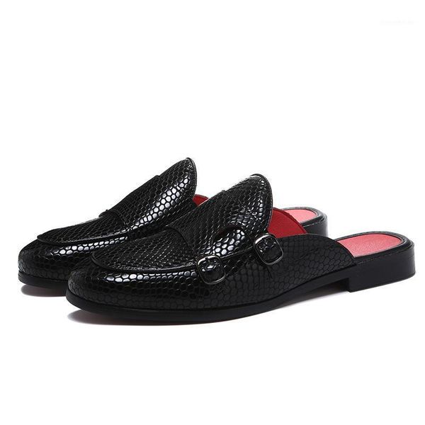 

dress shoes big size men casual 2021 summer luxury black slip on slippers leather lazy embossed loafers classic1