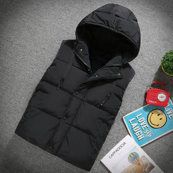 

2020 new men's autumn and winter thickened cotton coat fat plus size korean trend handsome vest, Black;white