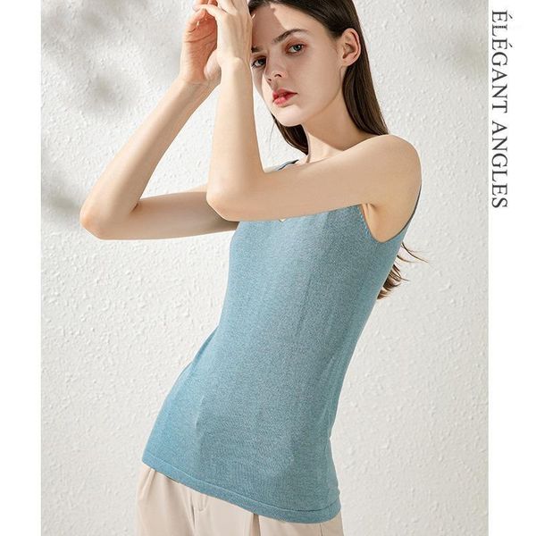 

2020 autumn new women's tank vest silk botany wool inside and outside wear light blue women sweater autumn knitted vest1, Black;white