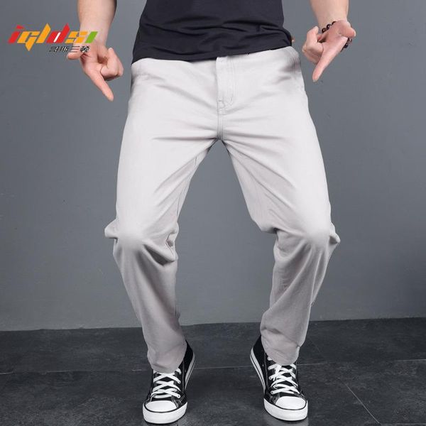 

men's pants spring button casual solid color leisure chinos long trousers autumn male streetwear business straight, Black