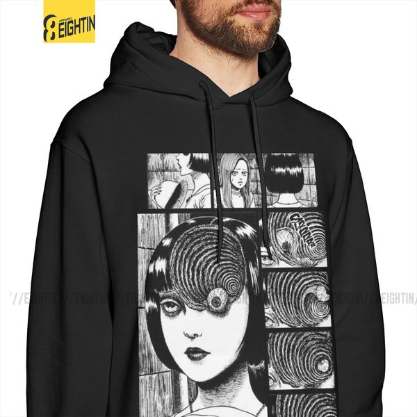 

мужчины uzumaki дзюндзи ито фуфайки ужас манга толстовки белый очищенная с капюшоном стильная толстовка рубашка спорта толстовка с капюшоном