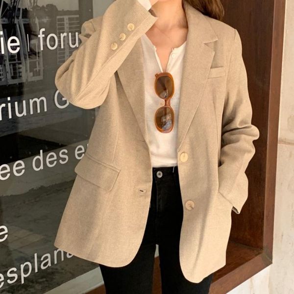 

spring autumn blazer women casual vintage small plaid oversize jacket femme feminino 2020905, White;black