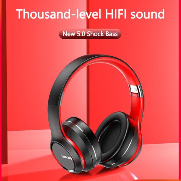 

original lenovo wireless headphones hd200 bluetooth 5.0 headset subwoofer sports running headset noise reduction