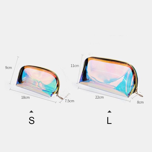 

holographic makeup bag clear organizer large capacity transparent cosmetic toiletry pouch hsj88