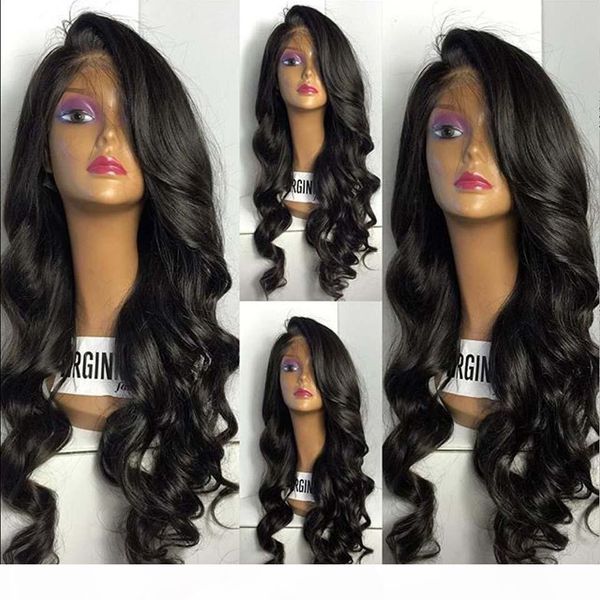 

lace front human hair wigs wavy 100% unprocessed brazilian 300 density water wave full lace wigs for black women with baby hair around, Black;brown