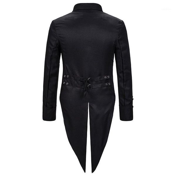 

mens black steampunk tailcoat jacket gothic victorian tailcoat men slim fit blazer men party cosplay prom stage singers costume1, White;black
