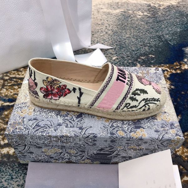 

fashion letter old flower embroidery fisherman's shoes women shoes straw knitted thick soled one legged lazy shoe, Black