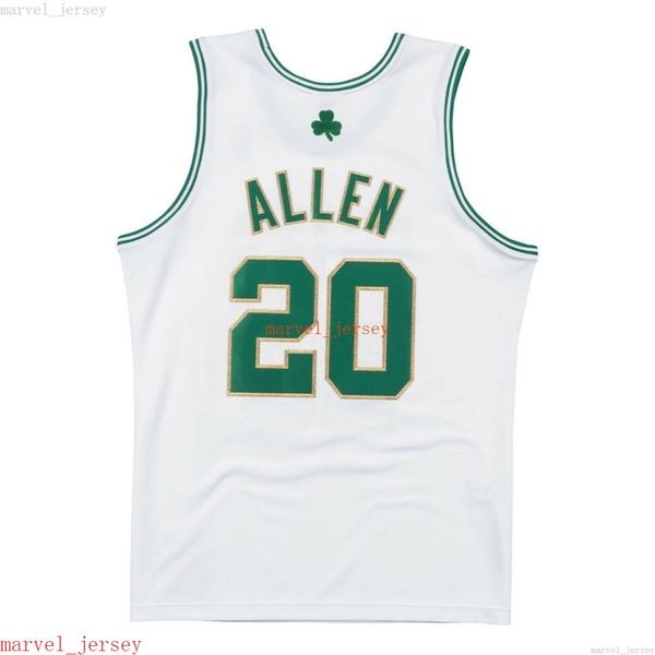 % 100 dikişli Ray Allen #20 Beyaz Ana Sayfa 2008-09 Jersey XS-6XL Erkek Gerileme Basketbol Formaları Ucuz Erkek Kadın Gençlik