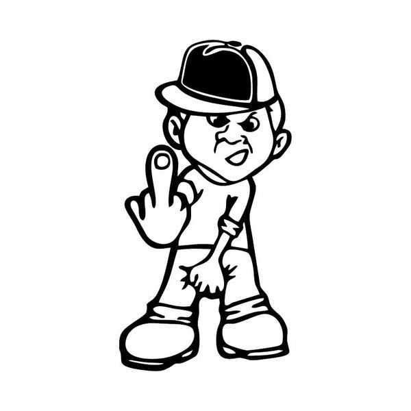 

middle finger boy man sticker car window decoration personality waterproof decal black/white, 16cm*8cm