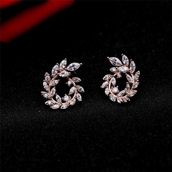 

stud rose gold colol rhinestone statement earrings 2021 geometric big round for women crystal luxury wedding gift, Golden;silver