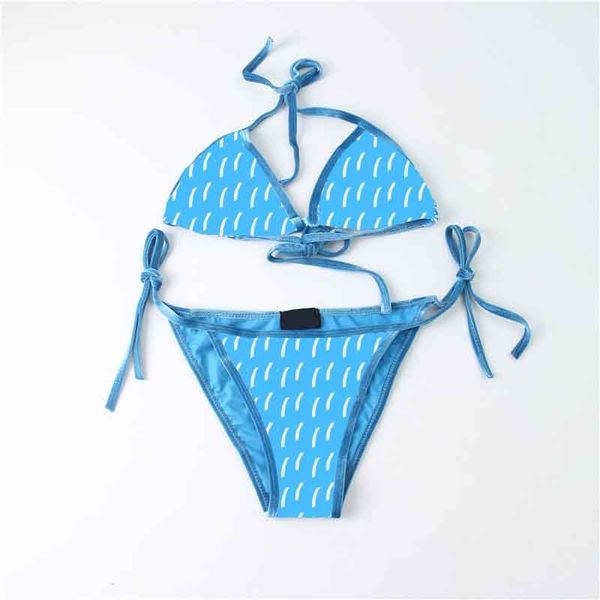 Sexy Schnür-Bikini-Set, Samt-Randnähte, farbige Badebekleidung für Damen, Strandmode mit hoher Taille am Meer