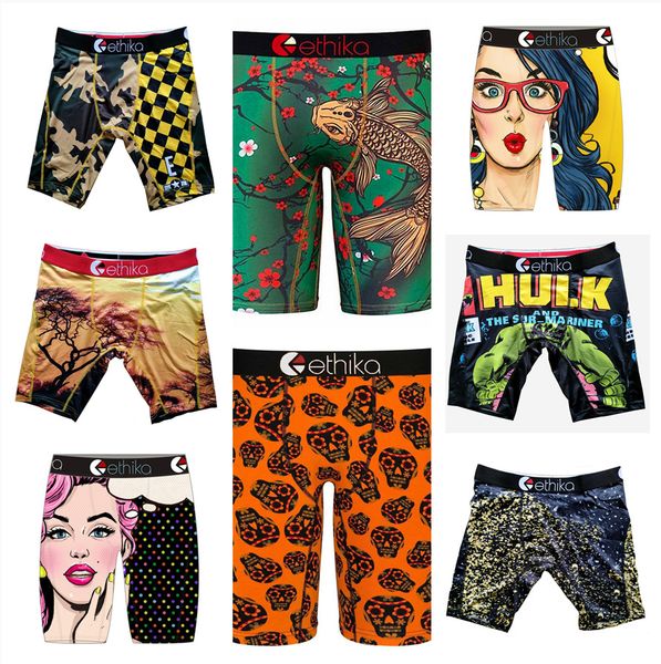 

promotion elling tied lack men's underwear printing sports breathable ethika ice silk tight-headed underwear male boxers, White;black