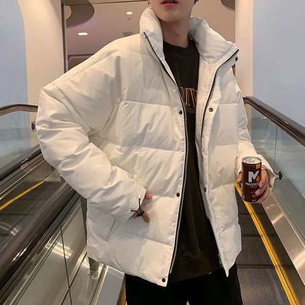 

men's down & parkas winter jacket hip hop zipper pocket thick fashion casual texture letter embroidered street wear top, Black