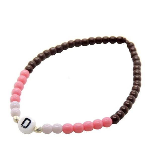 

factory price jewelry boho acrylic multicolor bead custom handmade initial letter bracelet summer beach, Black