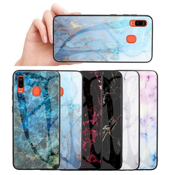 

tempered glass marble case for samsung m10 m20 m30 a10 a30 a50 a70 note 10 pro 8 9 s10 plus s10e s9 bling rock hard phone cover shell luxury
