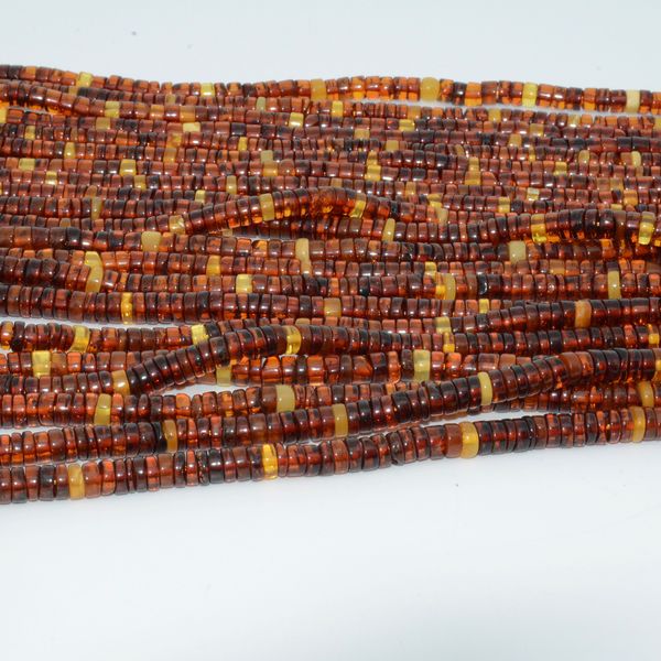 

natural baltic dark congac + milky / honey amber irregular heishi beads 5mm-5.5mm q1219, Bronze;silver