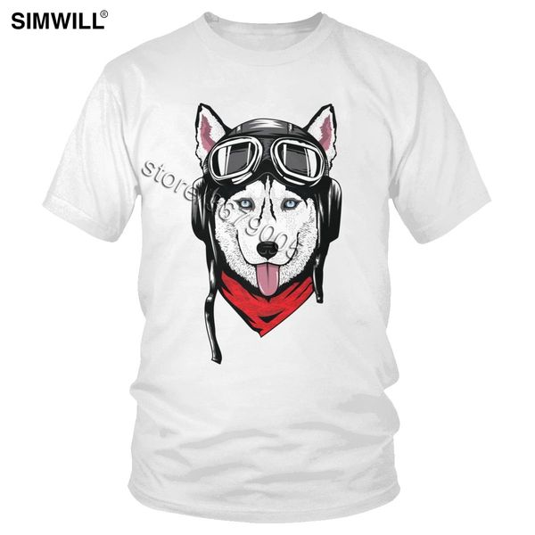 

stylish siberian husky using helmet print eco crew neck short sleeve funny dog biker tshirt gift tee hooded sweatshirt hoodie men t shirt