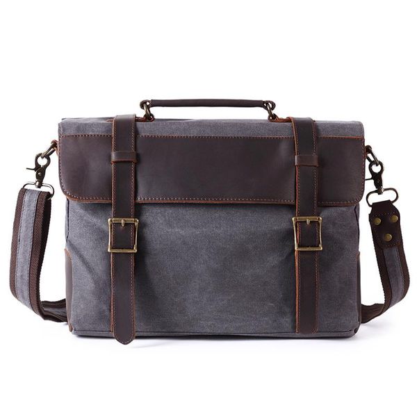 

briefcases vintage style man briefcase canvas male shoulder bag working handbag messenger bags crazy horse leather laptop