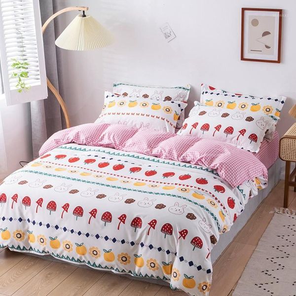 

home textile bedding sets 5 sizestrawberry bed linens 3/4pcs duvet cover set pastoral bed sheet ab side duvet cover1