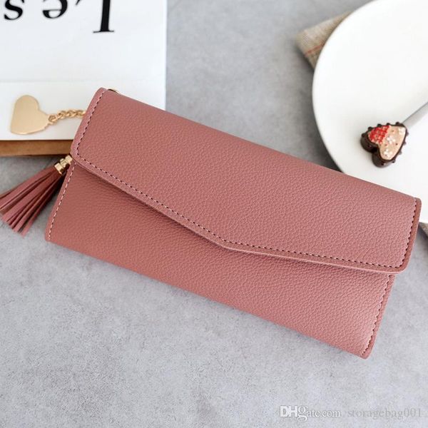 

hbp 2019 bag carteras womens wallets simple tassel purses black white gray long section clutch wallet soft pu leather money, Red;black