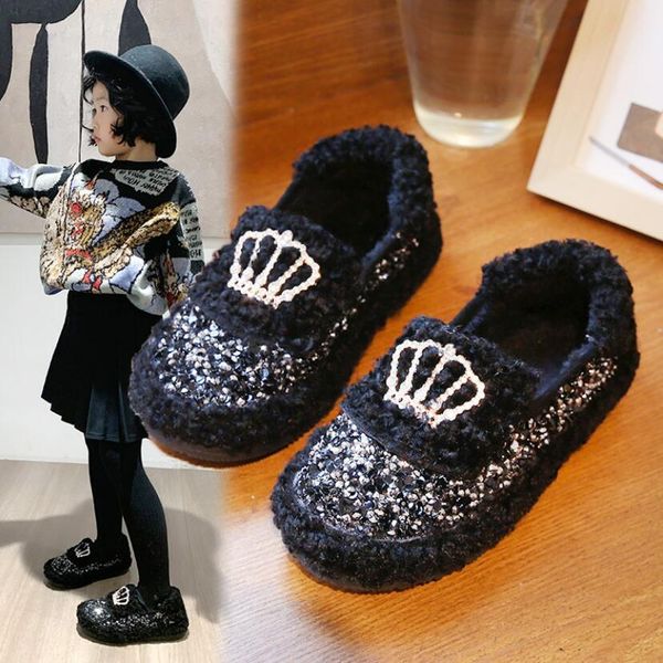 

fashion child casual shoes baby girls warm snow boots kids running shoes brand sport princess snow boots child shell sneakers qylgmi, Black