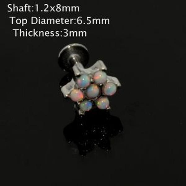 

1pcs surgical steel opal stone septum nose ring opal ball closure nipple tragus eyebrow lip belly piercing earring body jewelry q sqciio, Silver