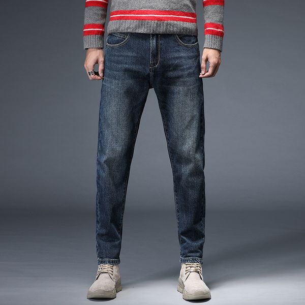 

autumn and winter 2020 new korean trend slim leggings youth men's casual jeans, Blue