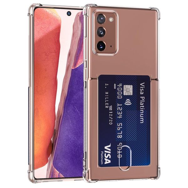 

for samsung galaxy note20 tpu transparent protective case with card slots