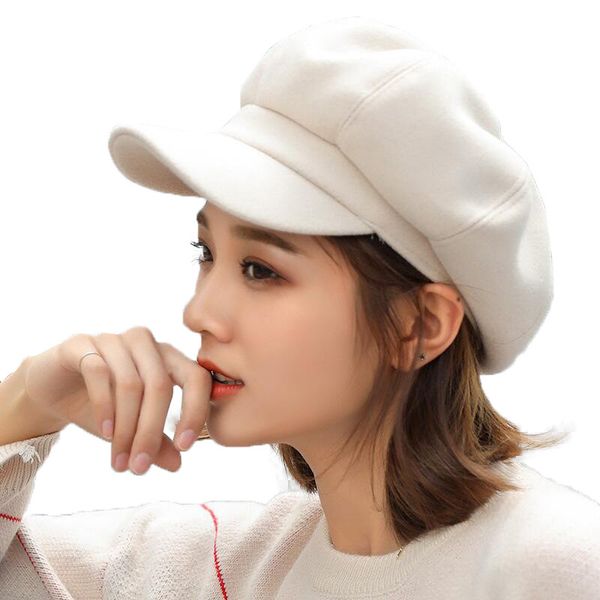 

berets women auutmn winter hats solid plain octagonal sboy cap men ladies casual wool hat beret painter, Blue;gray