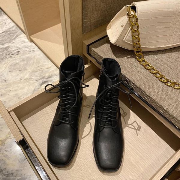 

boots winter shoes for women round toe boots-women flat heel 2020 ladies mid calf rubber rock elegant autumn mid-calf low1, Black