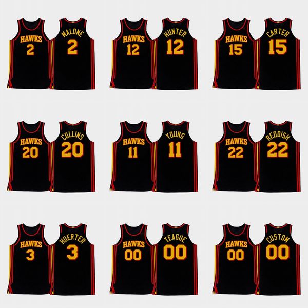 

atlanta hawks men trae young john collins cam reddish vince carter nba 2020-21 custom statement authentic infinity black jersey
