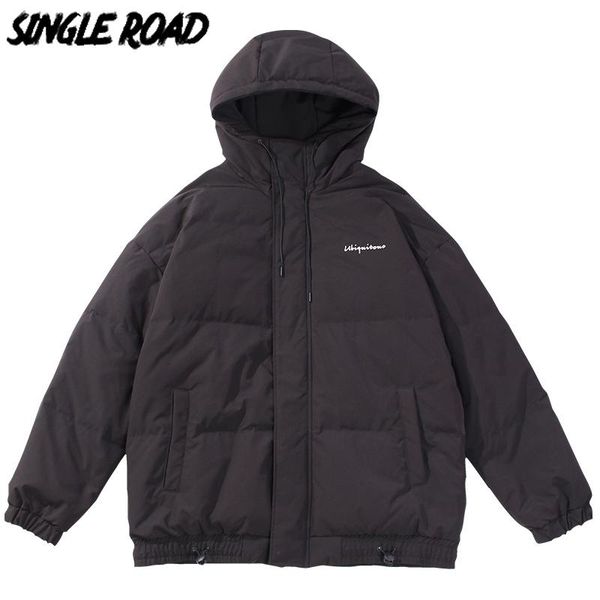 

singleroad mens winter jacket men 2020 fashion coat parka bombers solid windproof hip hop streetwear male casual jacket for men, Black