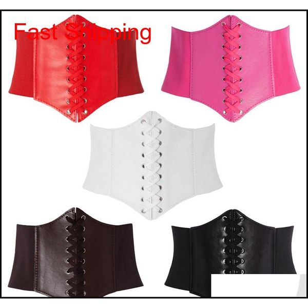 

women's ultra plus wide belt faux leather elastic corset belt front tie up waist belt girl qylhau nana_shop, Silver