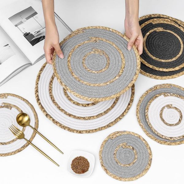 

1pcs round placemat table insulation pad solid placemats non slip table mat kitchen accessories decoration home pad