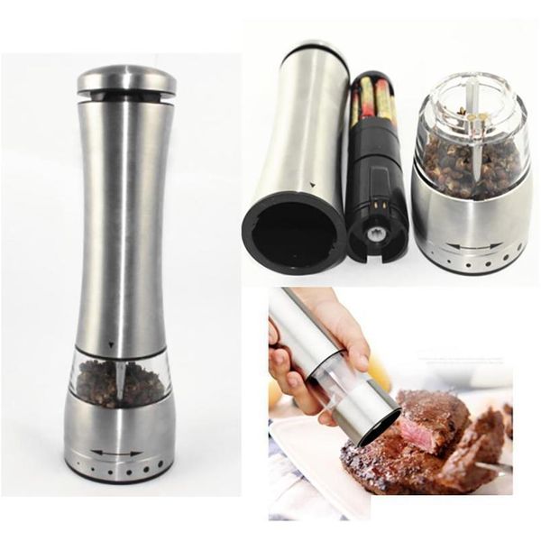 

stainless steel electric salt grinder mill salt and pepper the grinder kitchen dining bar family l barbecue tools wx9-102 qvyh8