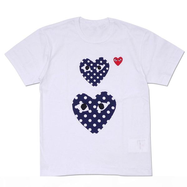 

new mens designer t shirts cdg play commes des garcons polka dot double heart t-shirt t shirt man woman summer tee, White;black