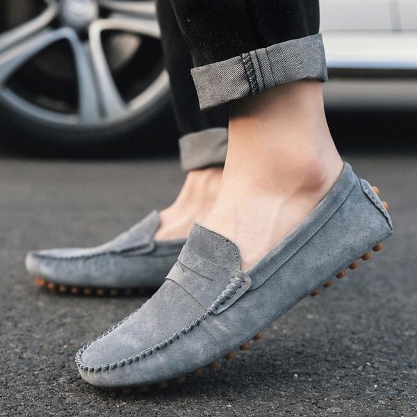 

men leather shoes fashion brand moccasins slip on cow suede leather loafers mens casual shoes men boat flats zapatillas hombre #1x2v