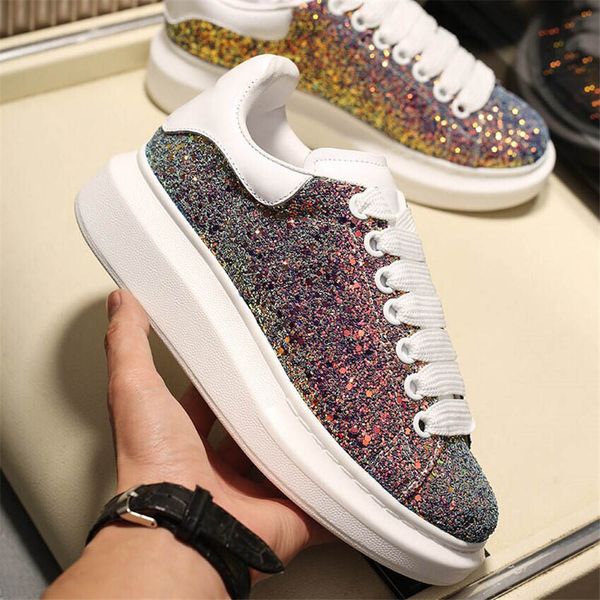 

mens platform sneakers women classic diamond triple white shoes leather fashion platform shoes trendy designer casual shoes, Black