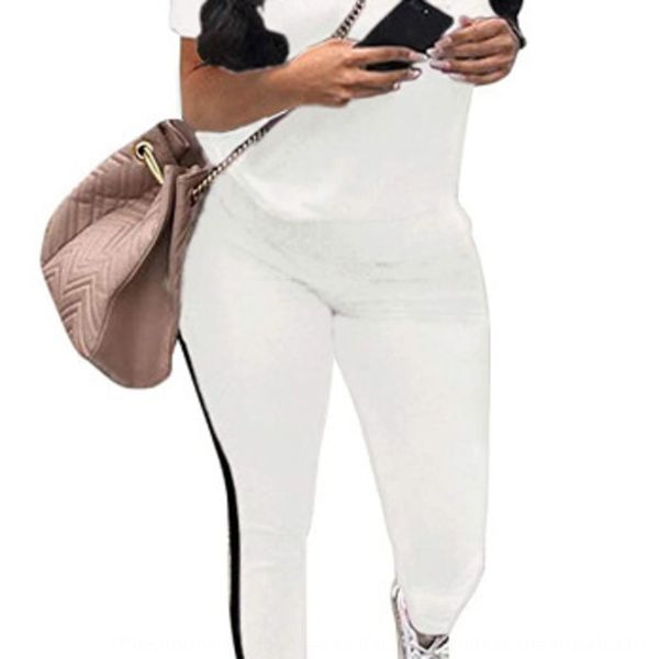 

s3556 2020 просто мода спорт случайной полоса s3556 2020 летних женской простого лето женского костюм мода случайной полоса спортивный костю, Gray