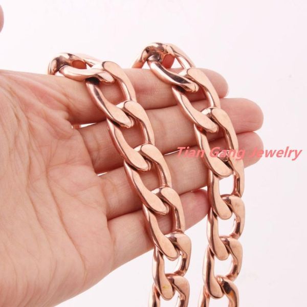 

chains heavy cool jewelry 15mm 316l stainless steel rose gold curb cuban chain men's women's necklace or bracelet 7"-40", Silver