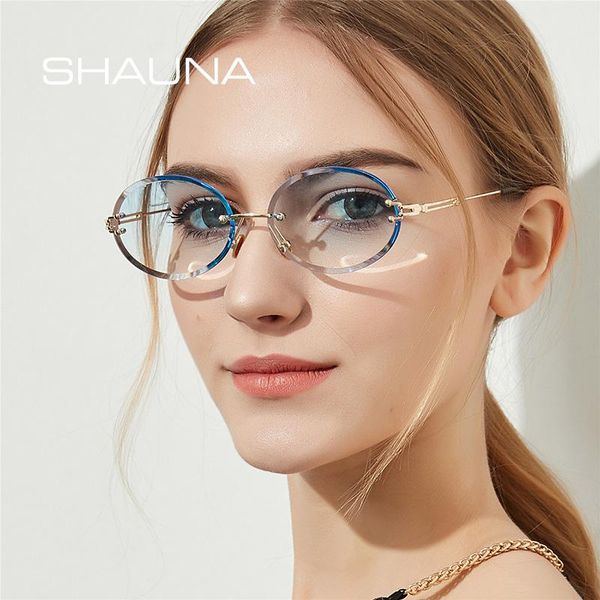 

sunglasses shauna classic rimless oval women gradient shades uv400, White;black
