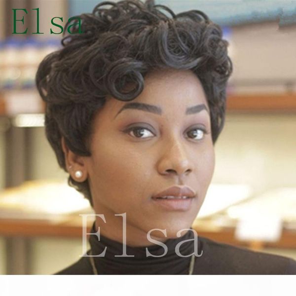 

100% human hair short curly wigs afro curly short hair black wigs for women short bob curly full wig, Black;brown