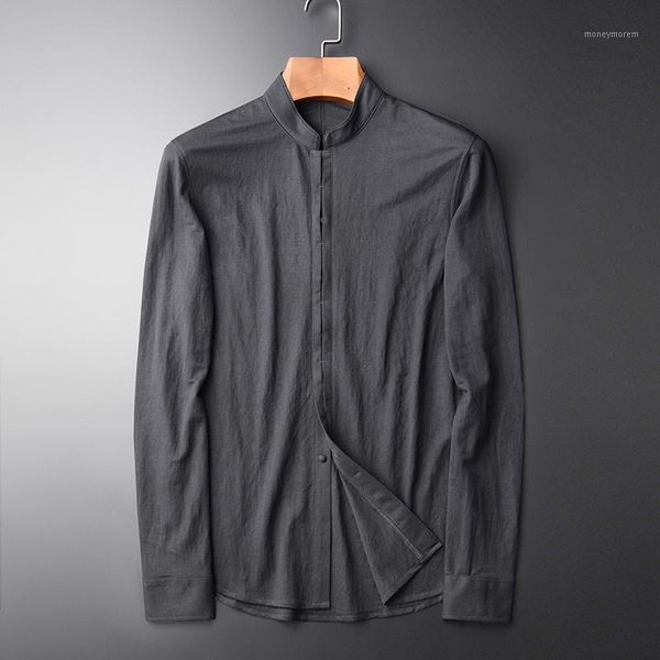 

men's dress shirts casual long-sleeved for men hight quality mandarin collar slim men's fashion plus size  l xl 2xl 4xl1, White;black
