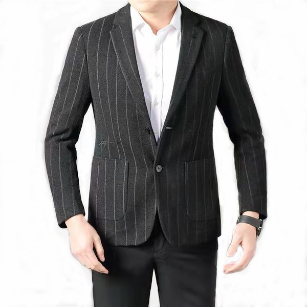 

2022 mens casual suit fashion blazers printed striped with different patterns pocket button decoration party dress various color styles, White;black