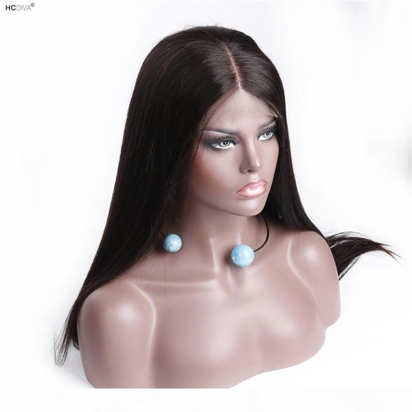 

4*4 lace hair wigs brazilian straight 100% real human hair lace front wigs 150% density natural black with baby hair 16-26 inch 2020, Black;brown