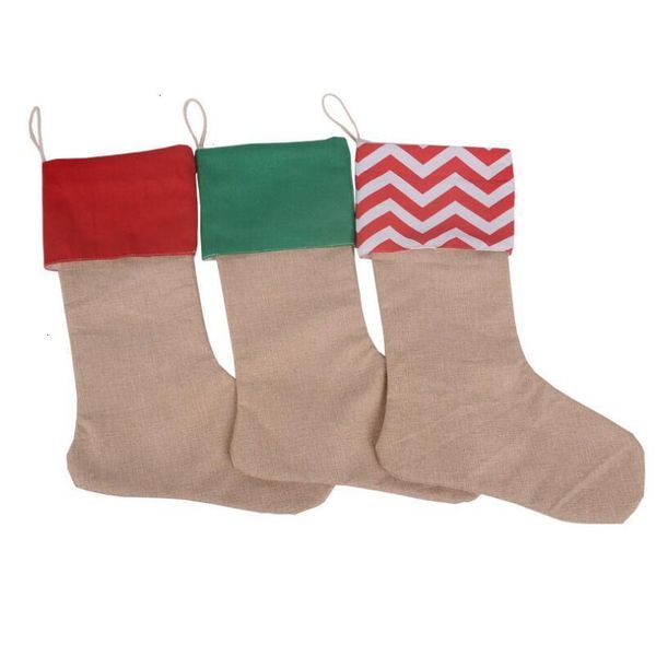 

cotton xmas stocking christmas long canvas gift bag plain burlap decorative socks bags 30*45 dhc156 auow
